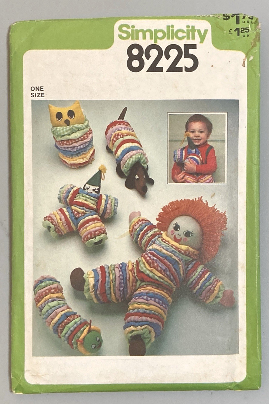 Vtg 70's Simplicity 8225 Pattern Yo Yo Doll Owl Dog Clown Caterpillar NOS UNCUT